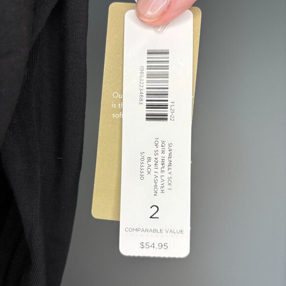 CHICO'S NEW Supremely Soft Triple Layer Top Womens L 3/4 Sleeve Black - Picture 4 of 8